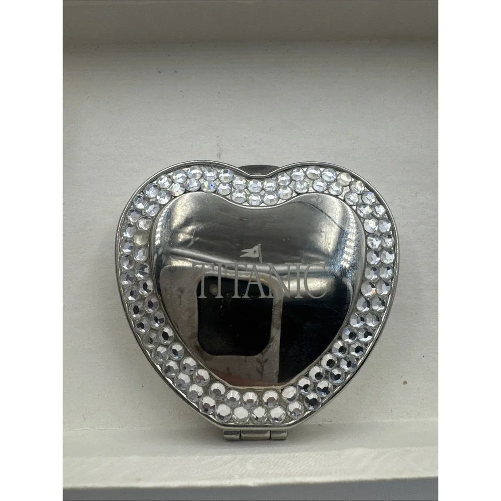 Titanic Silvertone Heart Shaped Mirror Purse Small‎ Trinket